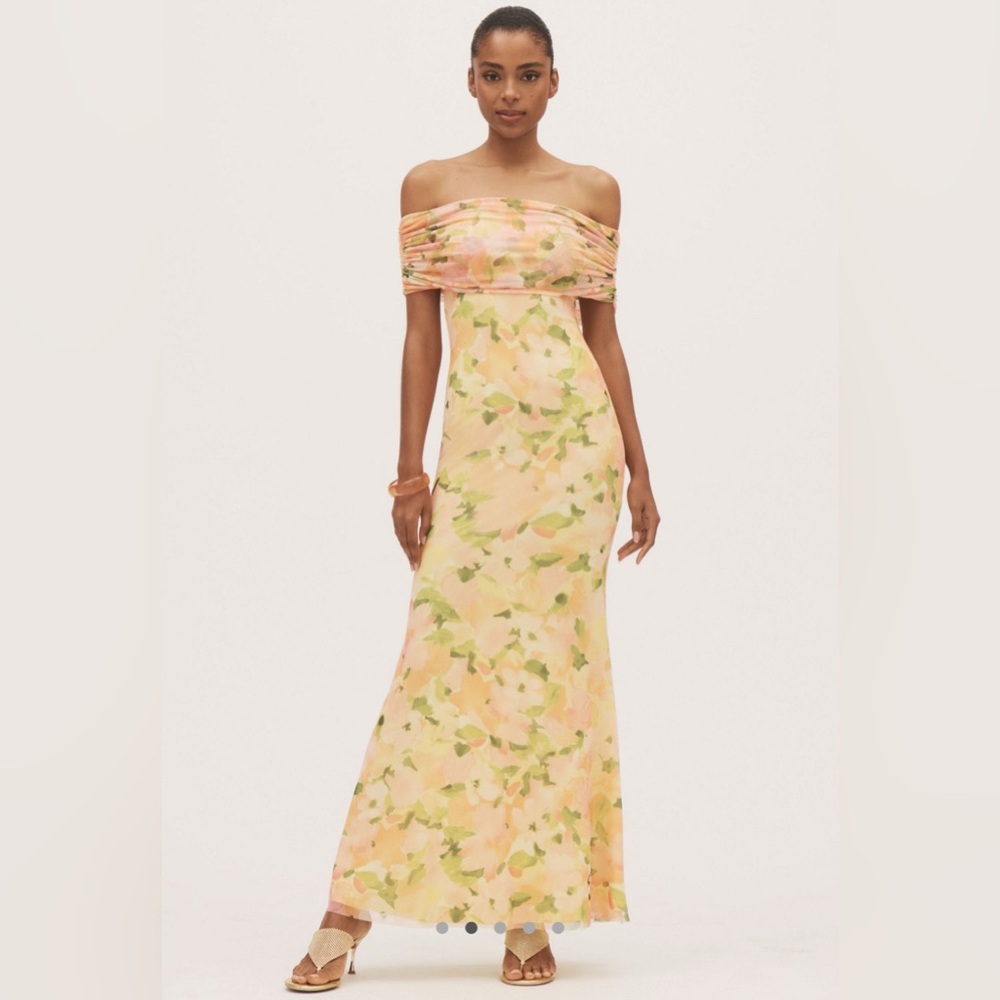 AFRM McCall off the shoulder stretch mesh maxi dress